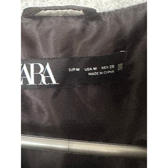 Zara Jacket Womens Medium Long Sleeve Shawl Lapel Double Breasted Blazer Gray - Picture 5 of 12